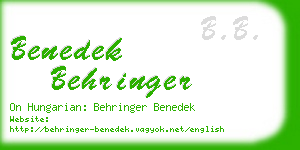 benedek behringer business card